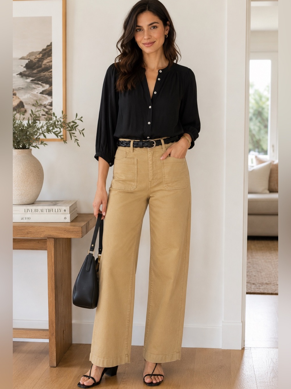 Madewell Emmett Wide Leg Patch Pocket Pants Heritage Khaki Size 32